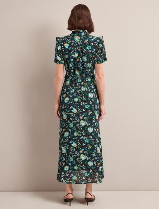 Liliana Cotton Blend Maxi Dress - Black Palm Floral Print - Image 6