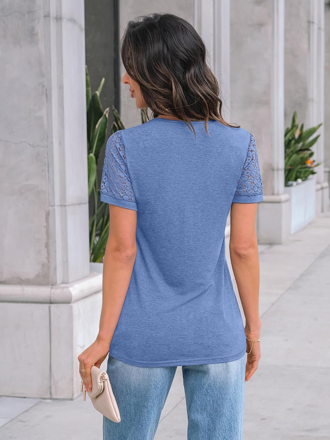 AUTOMET Women's Short Sleeve Shirts Dressy Lace Summer Tops 2025 Spring Trendy Casual T-Shirts Cute Work Outfits Blouses - Image 4