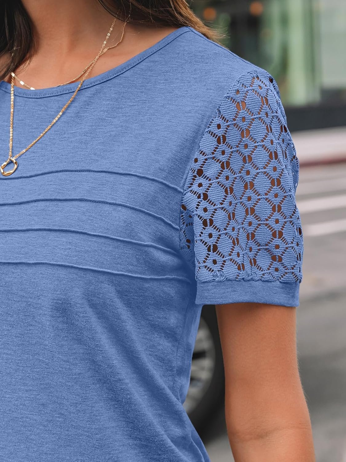 AUTOMET Women's Short Sleeve Shirts Dressy Lace Summer Tops 2025 Spring Trendy Casual T-Shirts Cute Work Outfits Blouses - Image 5