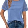 AUTOMET Women's Short Sleeve Shirts Dressy Lace Summer Tops 2025 Spring Trendy Casual T-Shirts Cute Work Outfits Blouses