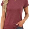 Memorose Womens Short Sleeve Tops Summer T Shirts Round Neck Causal Fashion Basic Tee